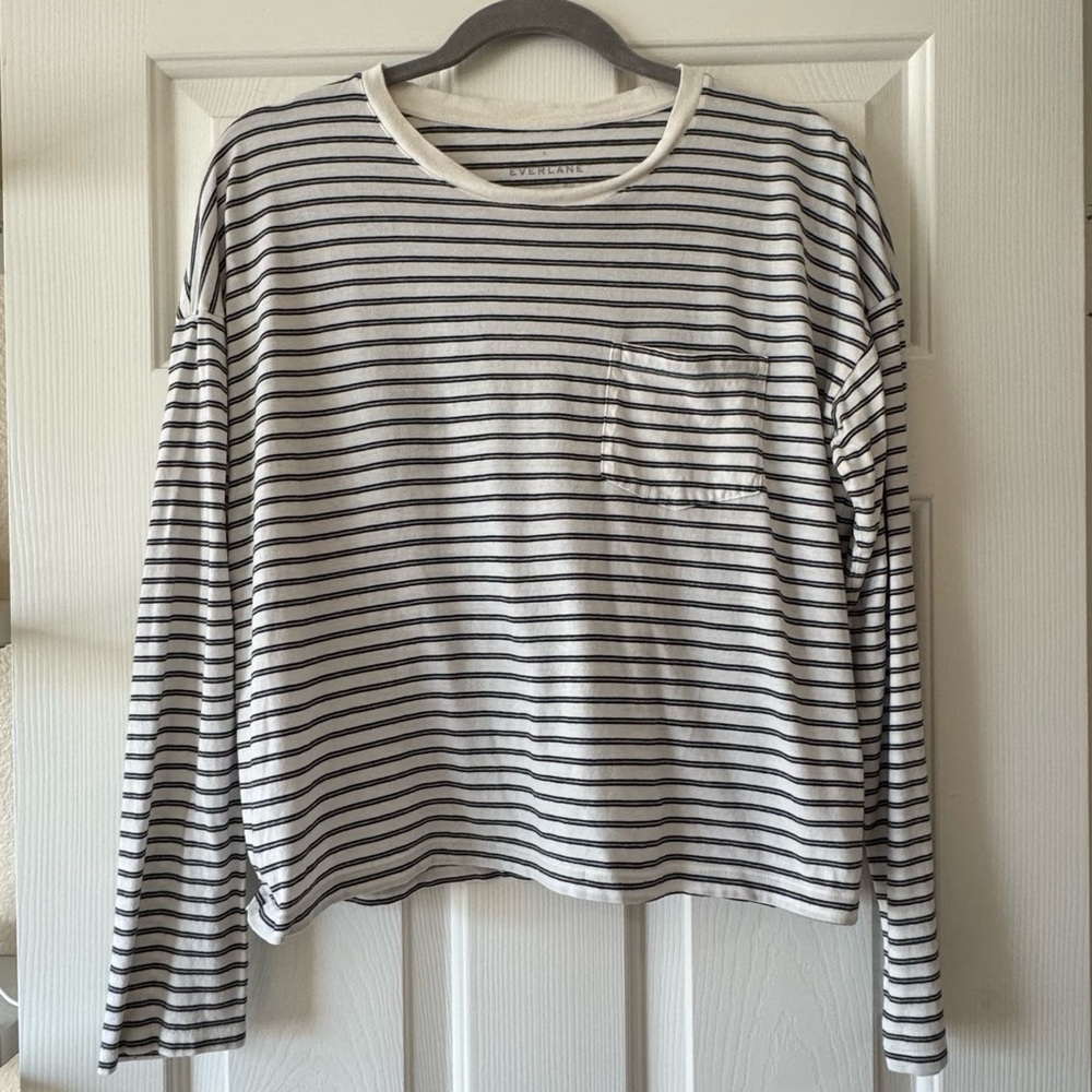 Everlane Striped Long Sleeve Boxy Tee